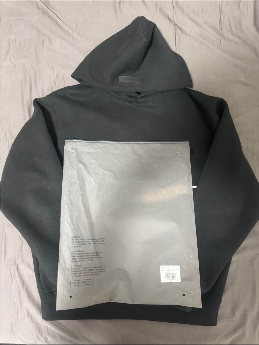 Essentials Black Pullover Hoodie with dust bag - Picture 3 of 3